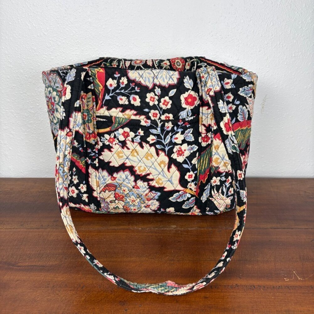 Vera Bradley Black Paisley Print Quilted Tote Bag with Toggle Closure - Picture 2 of 10